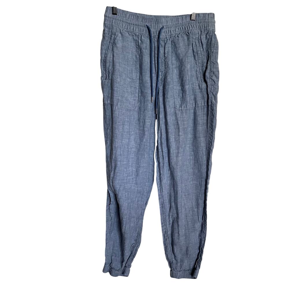 Athleta Pants‎ Cabo Linen Joggers 100% Linen Flax Light Blue Size 6